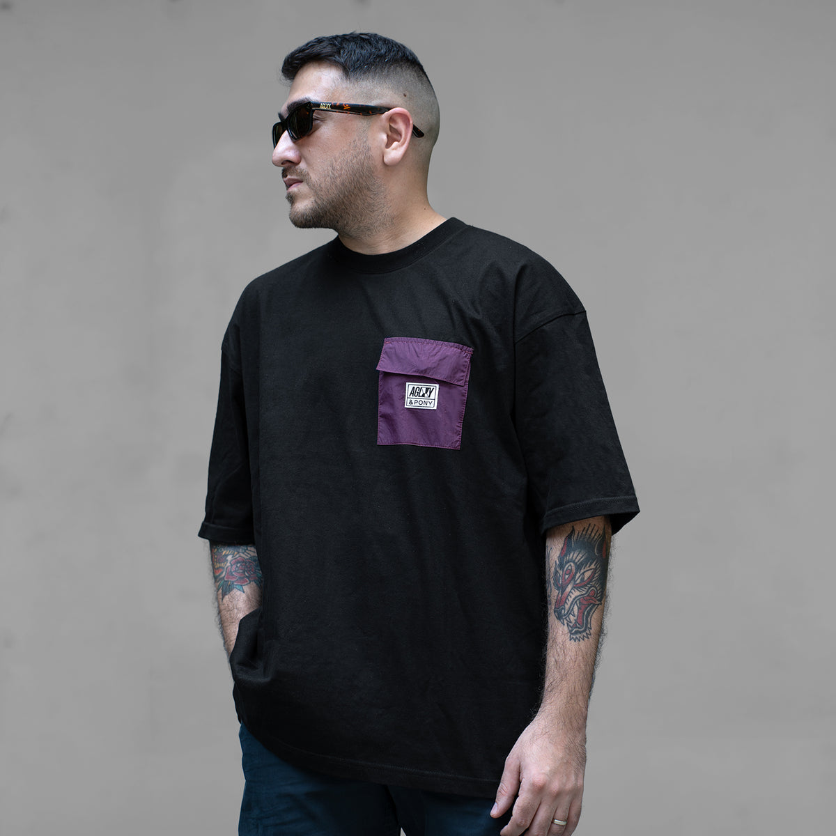 AGLXY x PONY Pocket Tee - Black