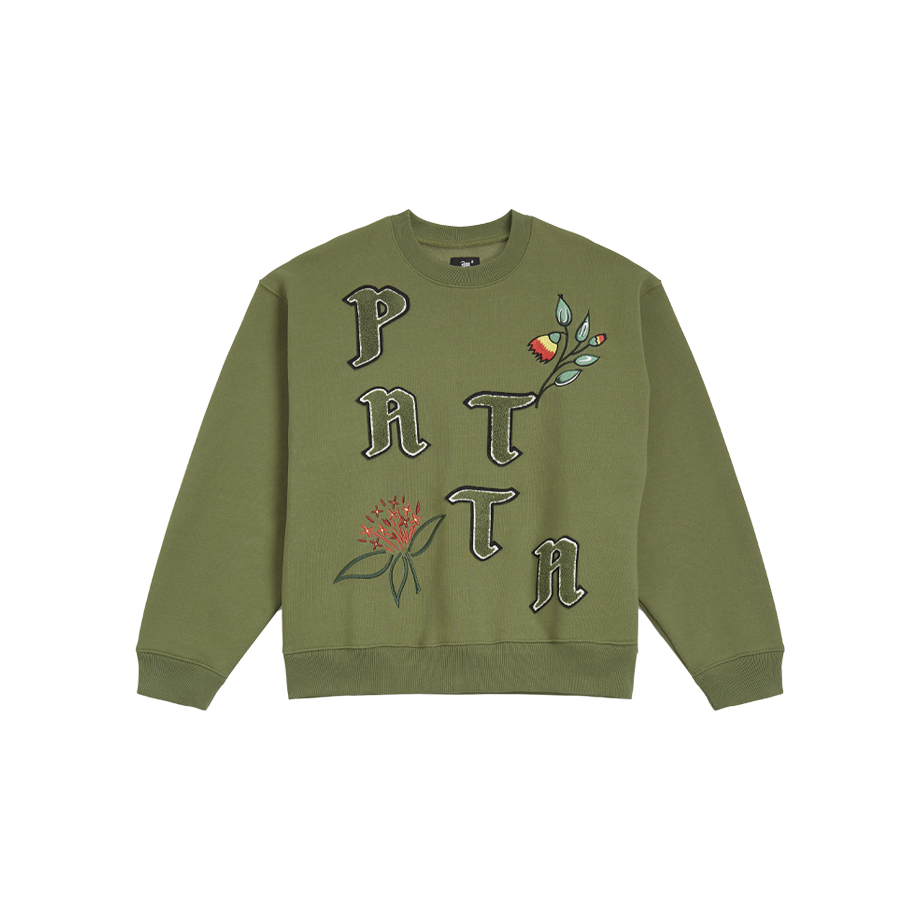 Patta Flowers Crewneck Sweater - Loden Green