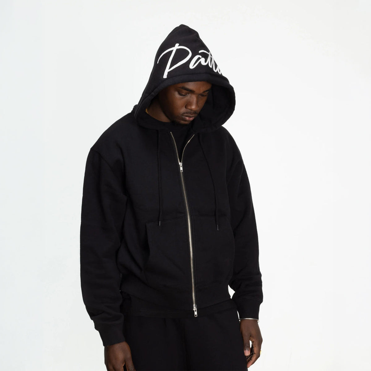 Patta Embro Classic Zip Up Hooded Sweater - Black