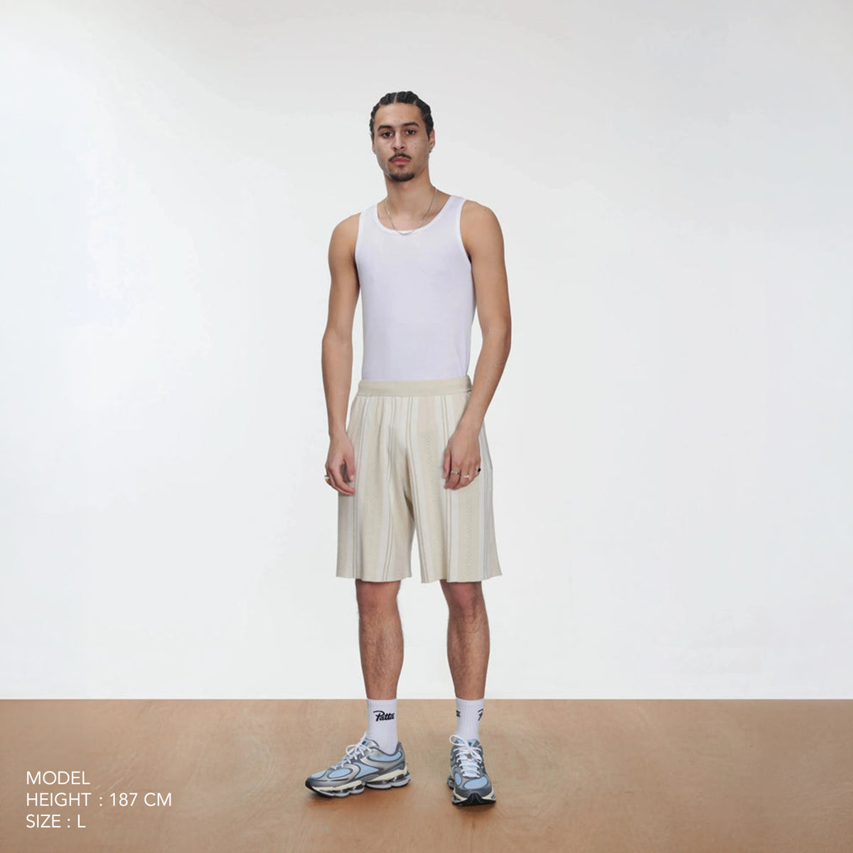 Patta Knitted Football Shorts - Oatmeal