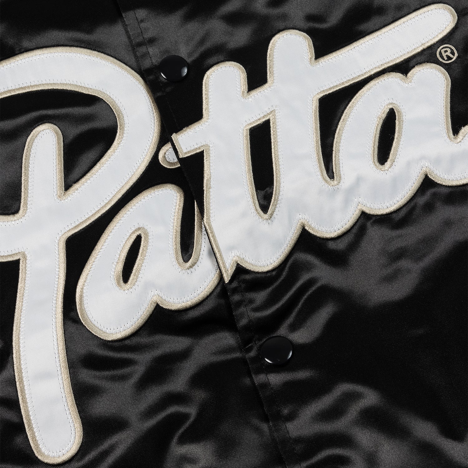 Patta Script Logo Satin Varsity Jacket - Black