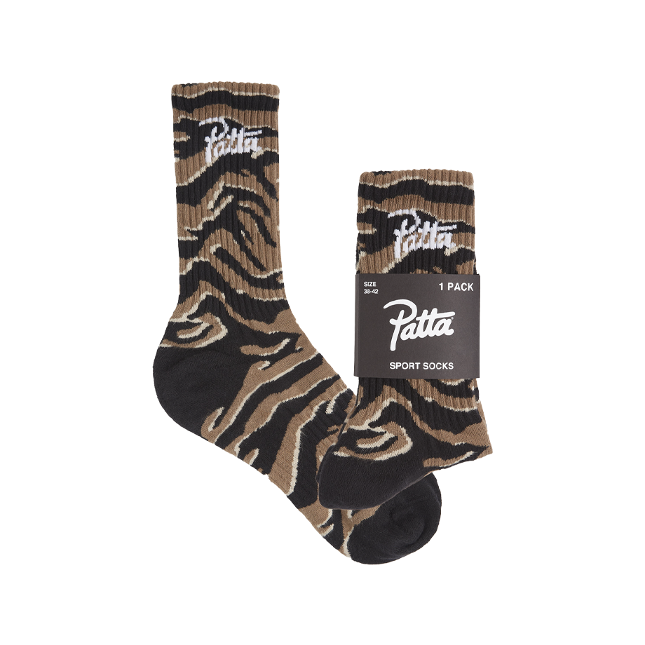 Patta Tiger Stripe Script Logo Sport Socks - Tiger Stripe Camo