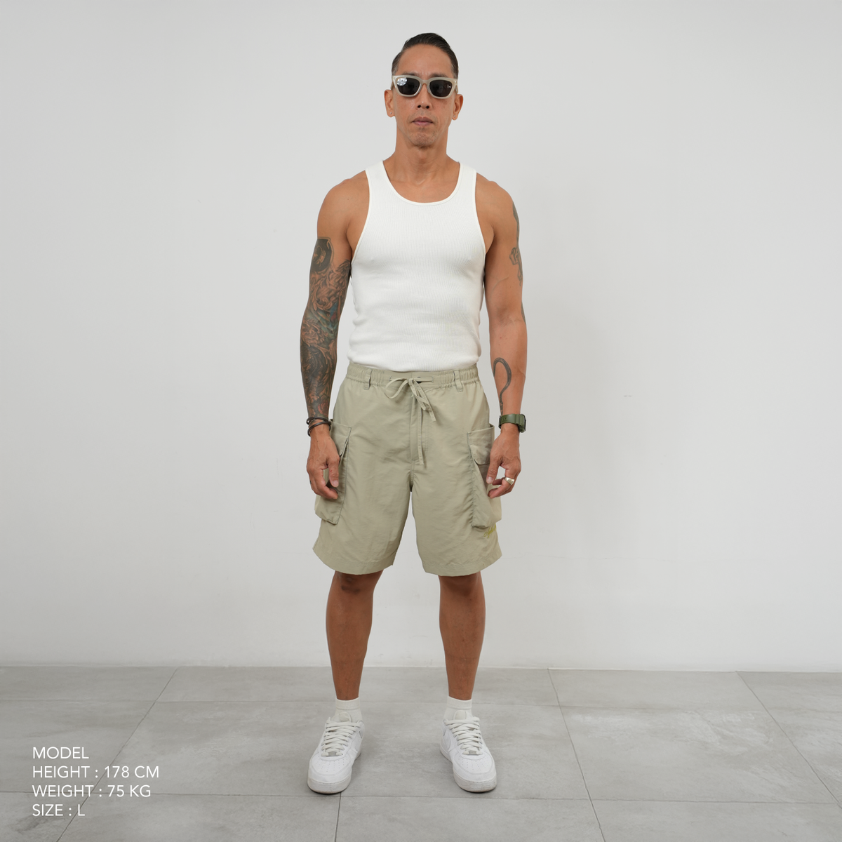 Utility 7 Pocket Nylon Shorts 022 - Granite Green