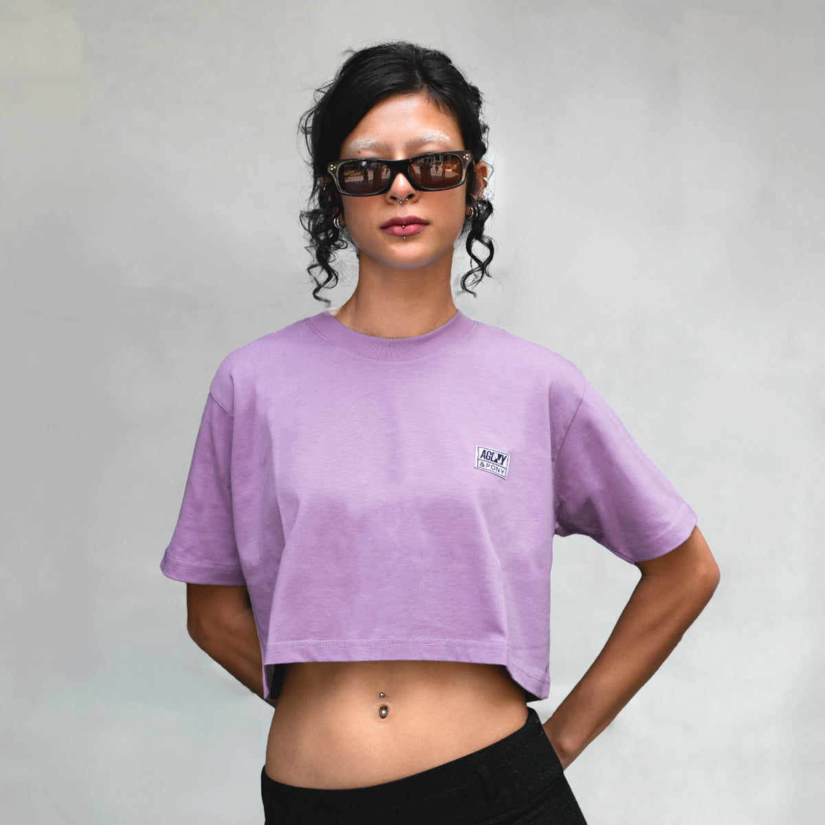 AGLXY x PONY Cropped Tee - Lavender