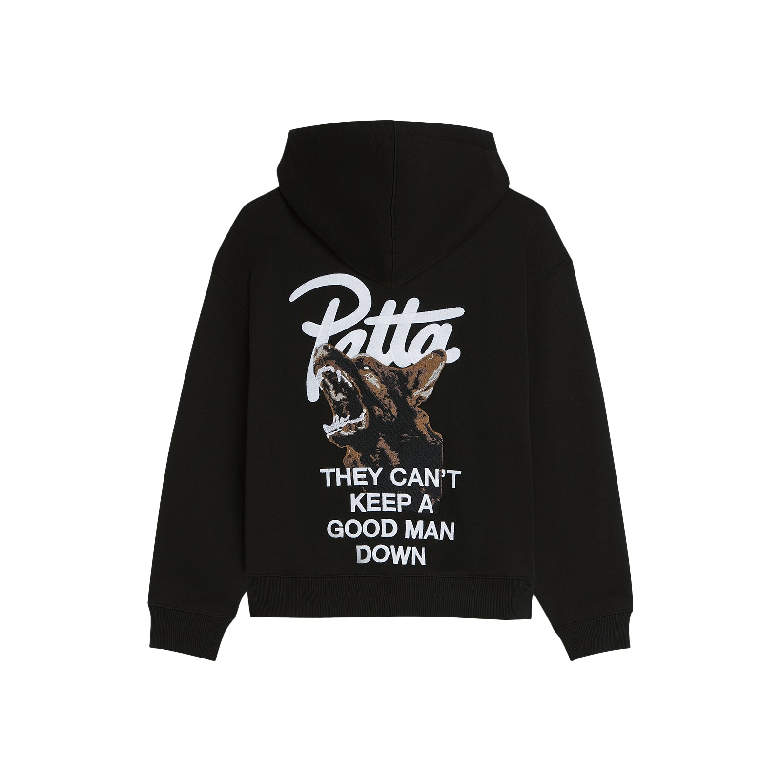 Patta Bark Boxy Hooded Sweater - Black