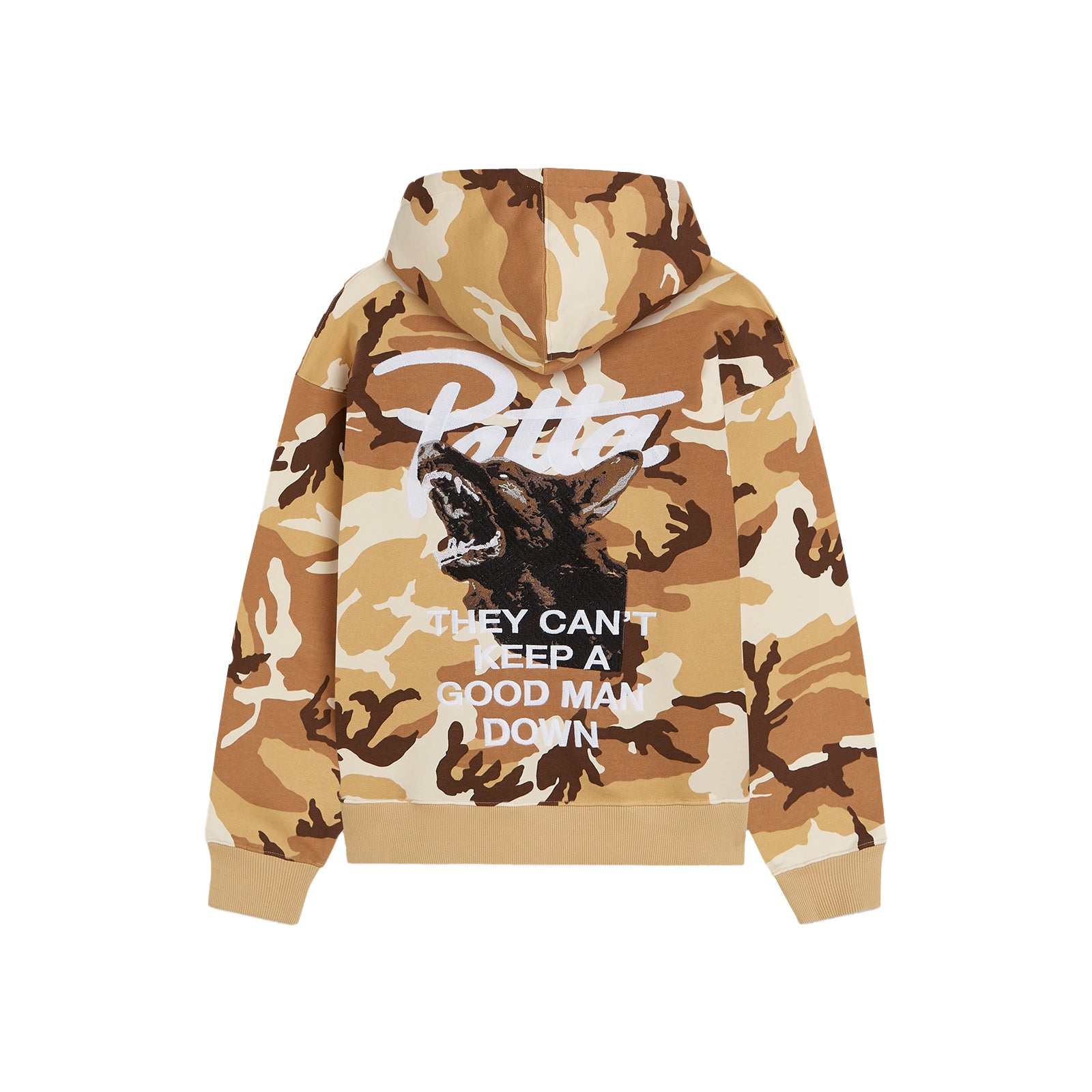 Patta Bark Woodland Camo Boxy Hooded Sweater - Sand Dollar