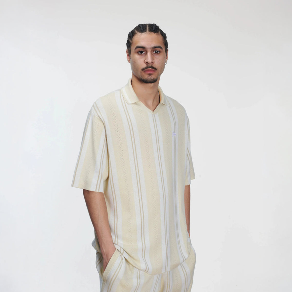 Patta Knitted Football Shirt - Oatmeal