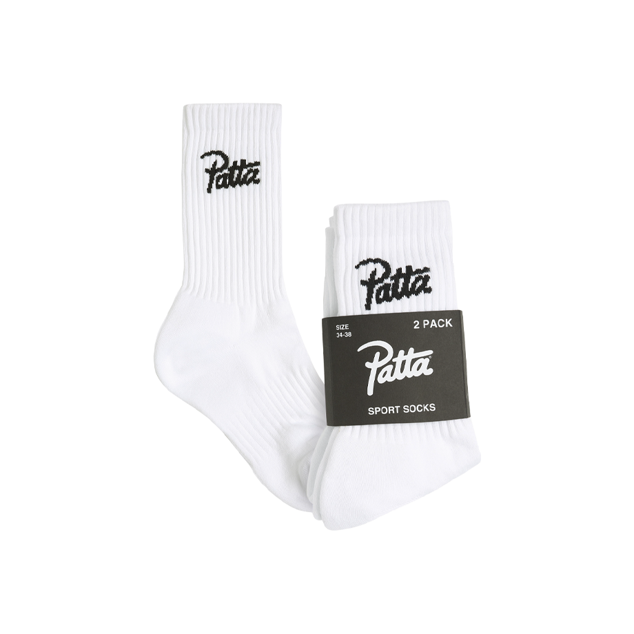 Patta Script Logo Sport Socks 2-Pack White