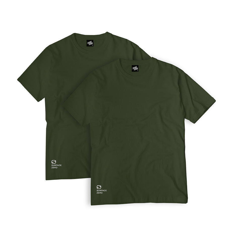 Surface Zero T-shirt (Pack of 2) - Olive Green